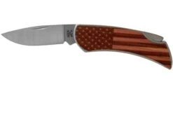 Case X Woodchuck Executive Lockback Brushed Stainless, Flag, 64324, M1300L SS Navaja
